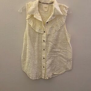 Anthropologie Maeve Embroidered Ruffle Blouse